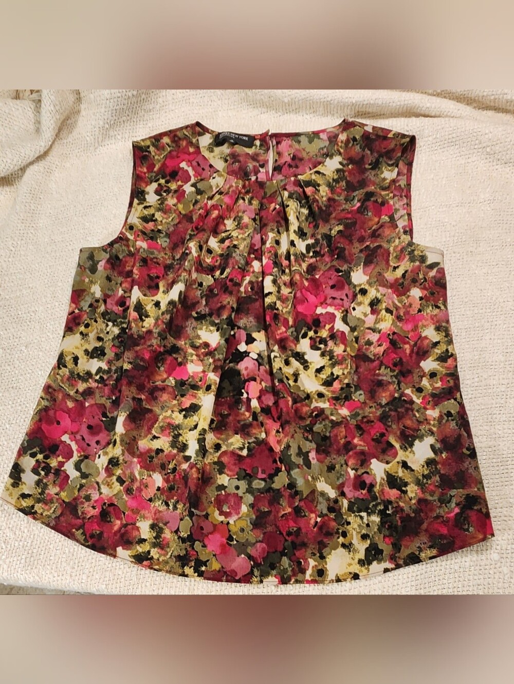 Jones New York Sleeveless Pleated Neck Blouse - Size 12